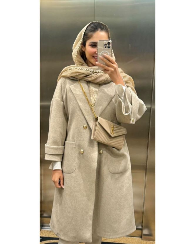 پالتو دو جیب پاگون دار نسکافه ای