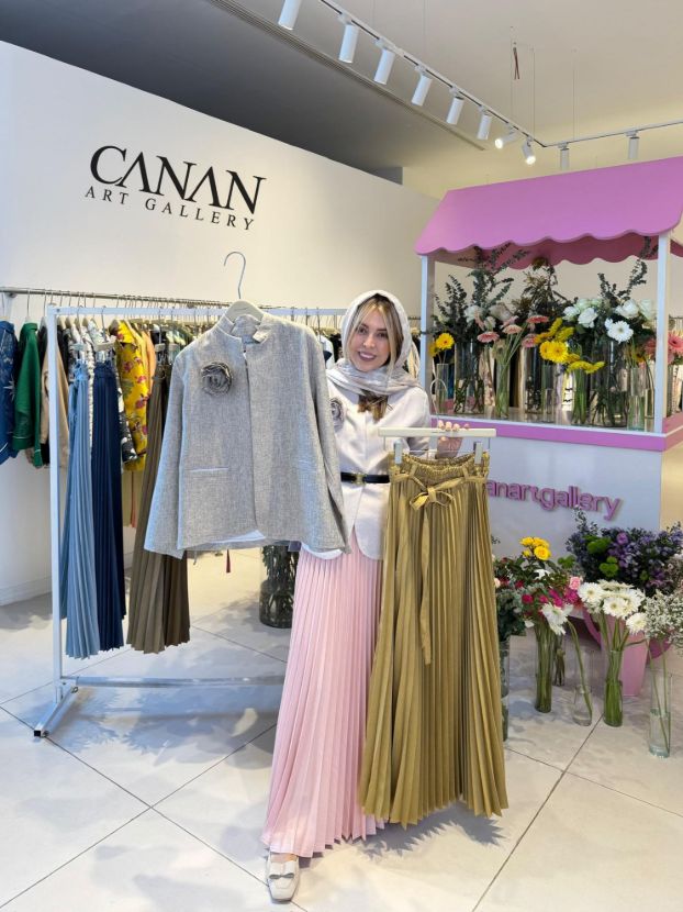 هانیران کت تک دو جیب گل طوسی