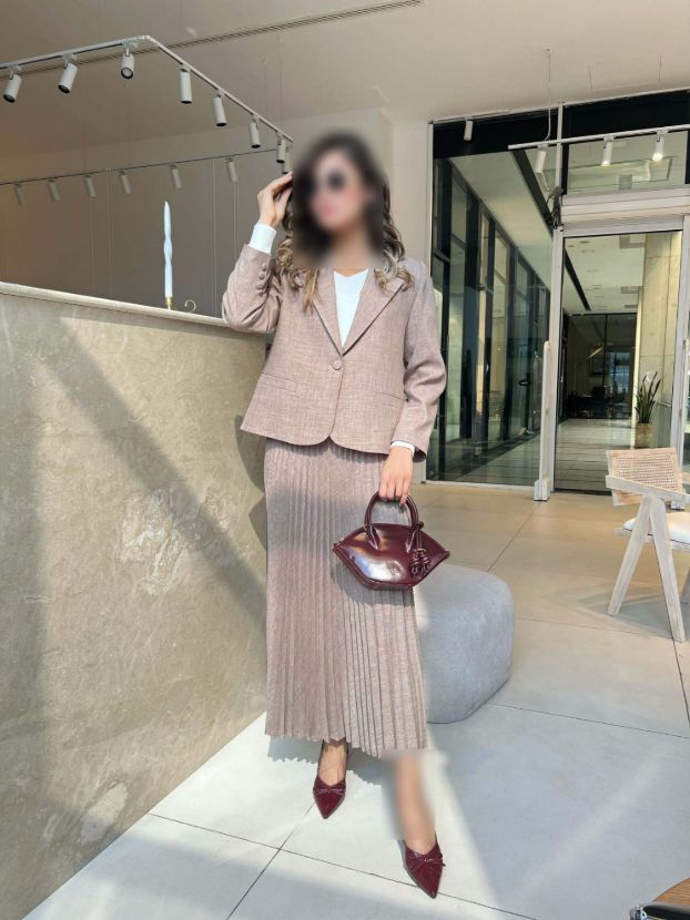 هانیران ست کت دامن کلاسیک قهوه ای