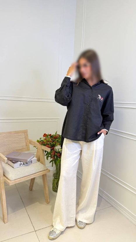 پونژه horse shirt  شومیز مشکی
