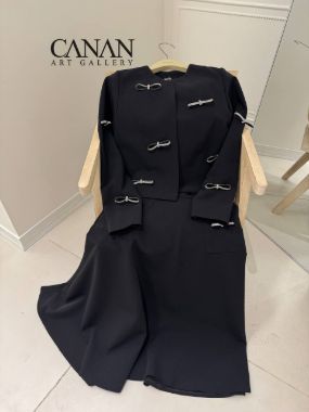 ساغر ست کت دامن مشکی پاپیون نقره ای
