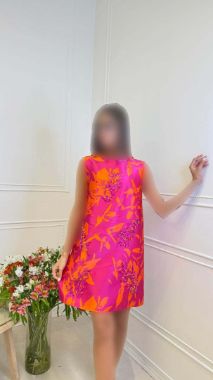 بیسادی پیراهن نارنجی گل سرخابی 