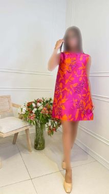 بیسادی پیراهن نارنجی گل سرخابی 