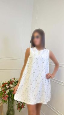 سروری پیراهن آویزدار سفید 