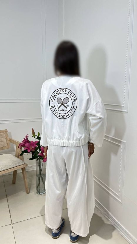 هانیران ست بلوز شلوار گلدوزی تنیسی سفید