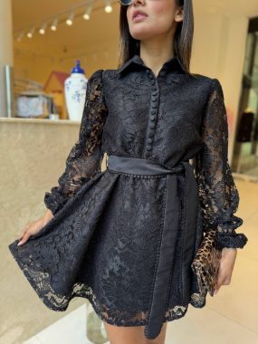 فالانژ پیراهن گیپور دکمه مشکی 