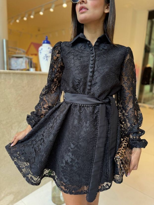 فالانژ پیراهن گیپور دکمه مشکی 