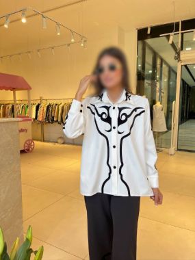 السا شومیز آذرخش سفید مشکی 