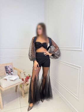 دلربا شلوار تور bellbottoms مشکی 