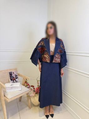 سیپورا کت جین پارچه آنتیک زرشکی آبی