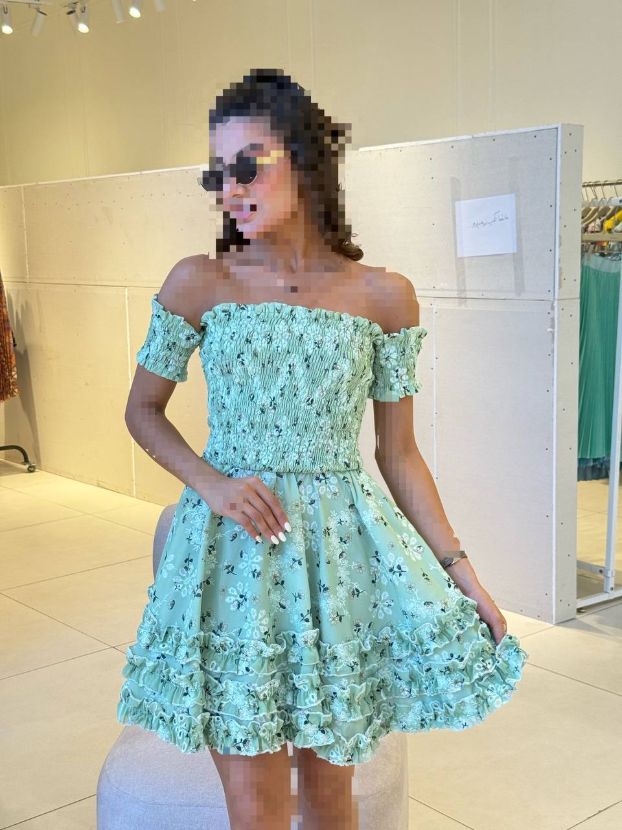 بیسادی پیراهن کشدوزی سبزگل 