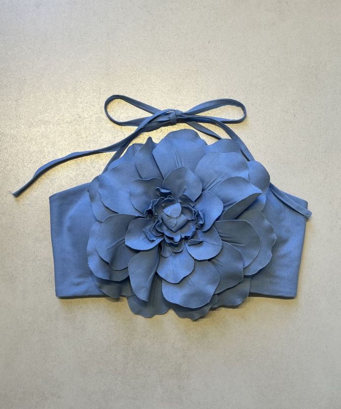 کراپ گل برجسته لینن گل باز