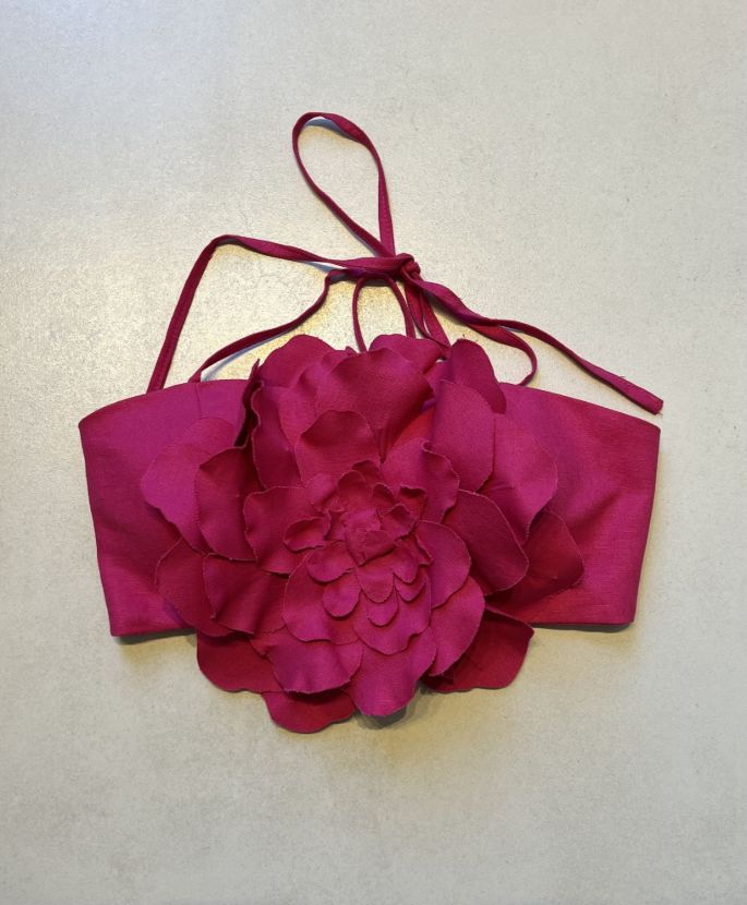 کراپ گل برجسته لینن گل باز