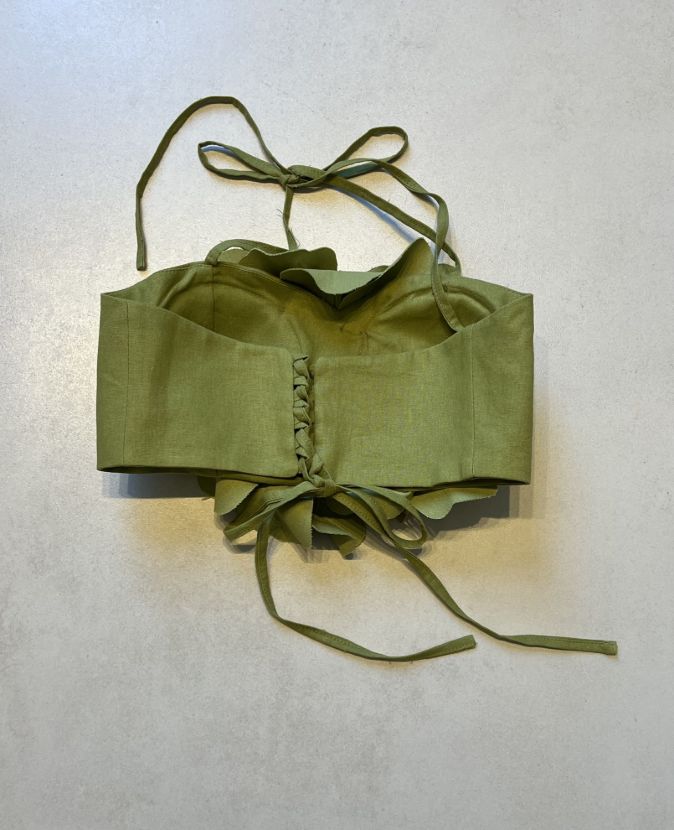 کراپ گل برجسته لینن گل باز