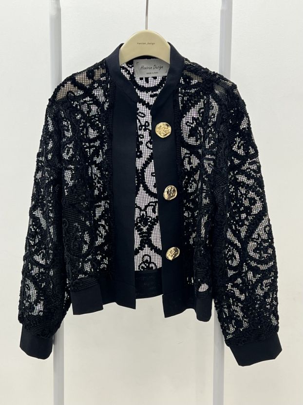 کت دانتل کوتاه دانتل دکمه طلایی