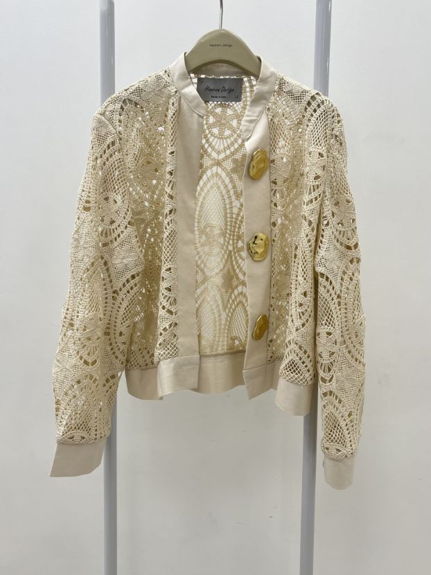 کت دانتل کوتاه دانتل دکمه طلایی