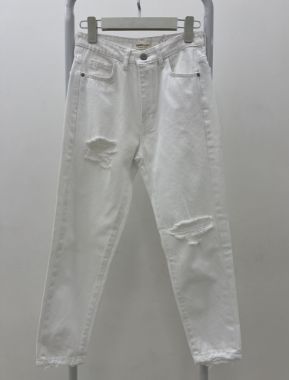 شلوار جین سفید زاپدار جدید