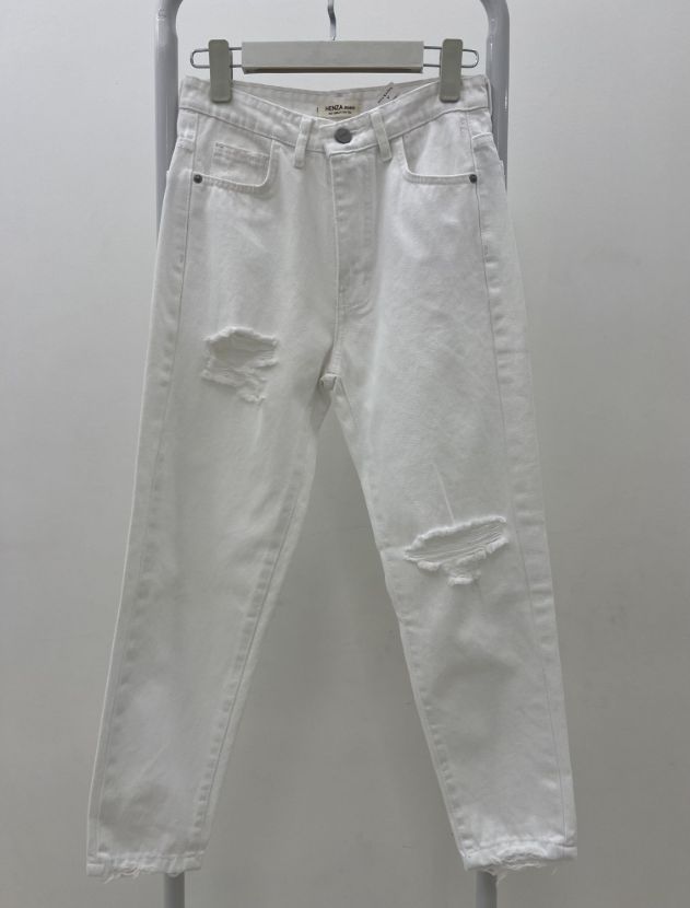 شلوار جین سفید زاپدار جدید