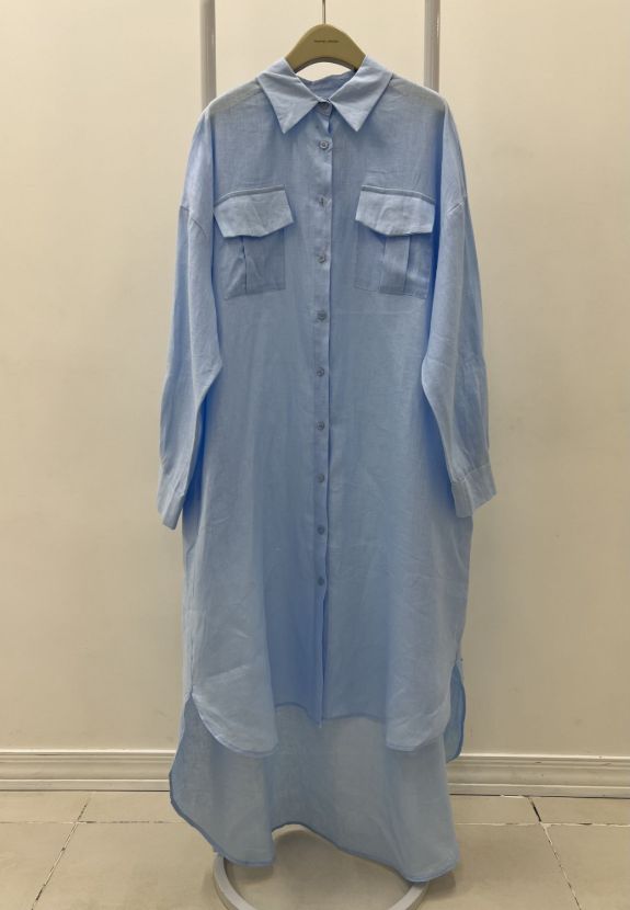 هانیران مانتو لینن بلند دو جیب