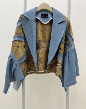 سپورا کت جین استین چین پارچه انتیک طلایی