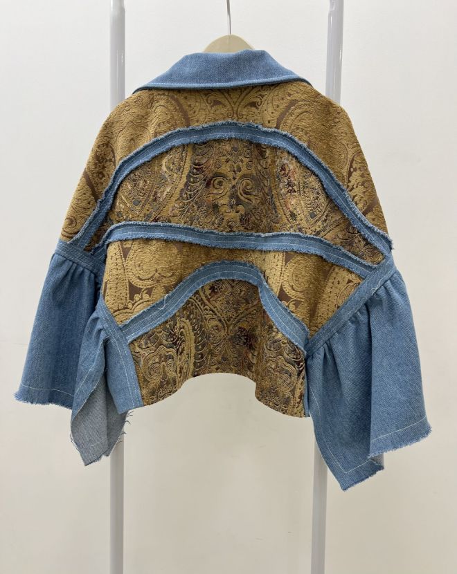 سپورا کت جین استین چین پارچه انتیک طلایی