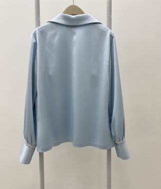 بیسادی شومیز جیب کار شده آبی