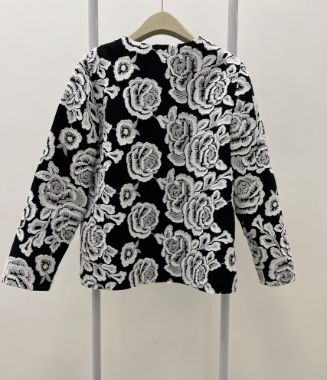 بیسادی کت سفید مشکی گل برگ