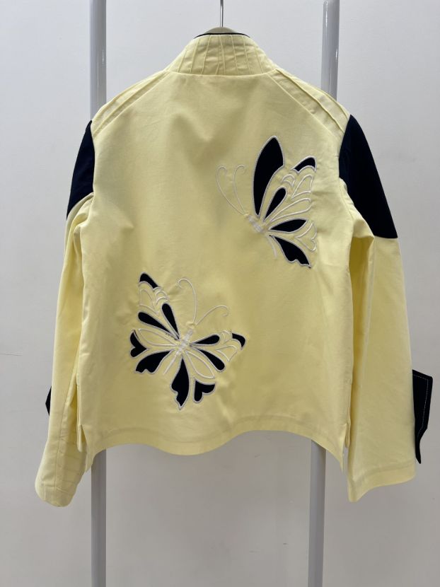 عظیمی کت گلدوزی پروانه زرد -سرمه ای