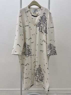 سولوند کت بلند لینن کنفی سوزندی سفید