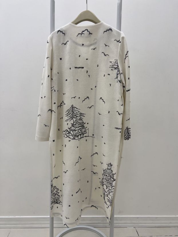 سولوند کت بلند لینن کنفی سوزندی سفید