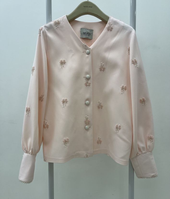 بیسادی شومیز نقره ای مرواریدی