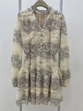 بیسادی پیراهن دانتل شیری مشکی