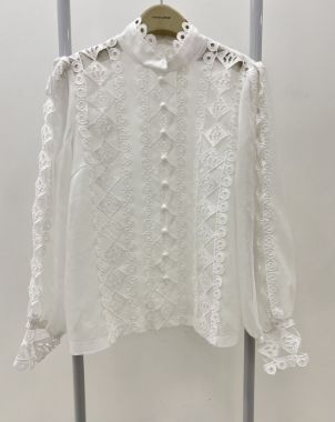 بیسادی شومیز سفید خامه دوزی