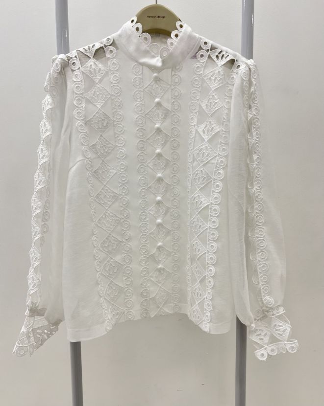 بیسادی شومیز سفید خامه دوزی