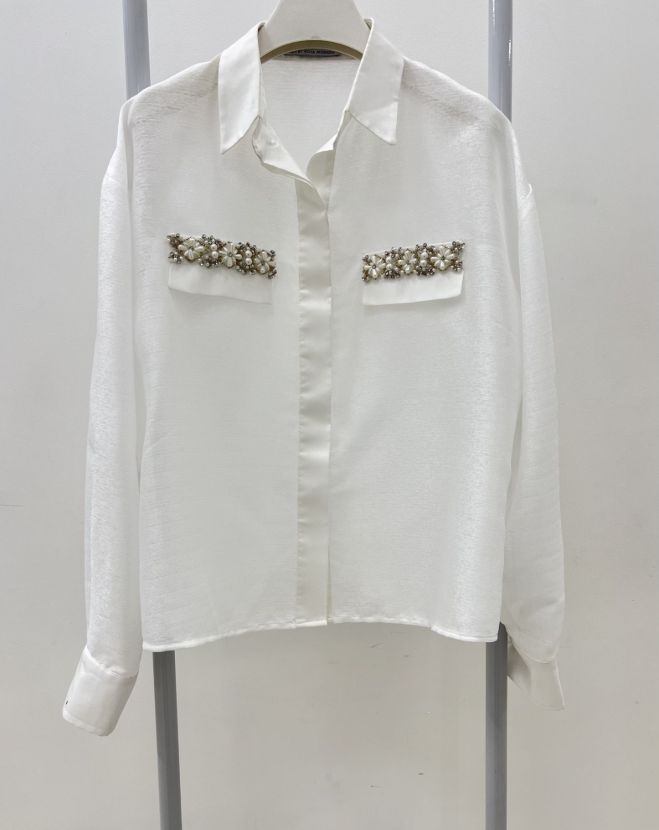 می شومیز مروارید سفید