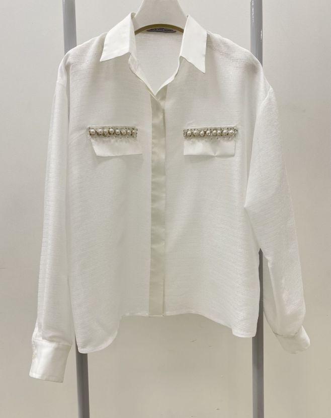 می شومیز مروارید سفید