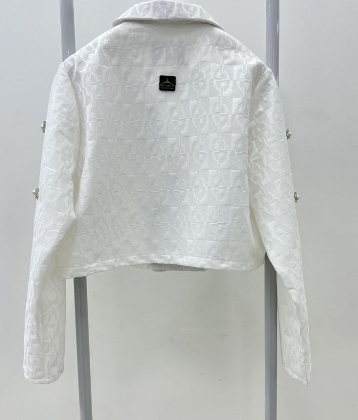 شهرابی کت ژاکارد جواهر دوزی سفید