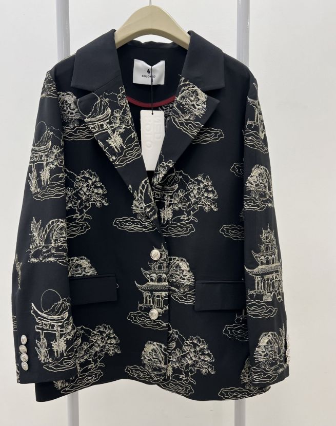 سولند کت یقه انگلیسی مشکی گلدوزی شده