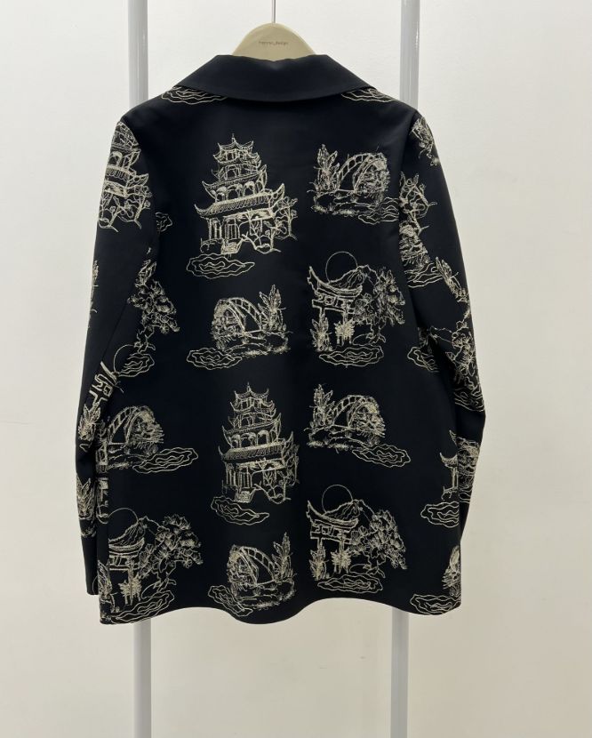 سولند کت یقه انگلیسی مشکی گلدوزی شده