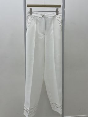 بیسادی شلوار سفید کرپ دانتل