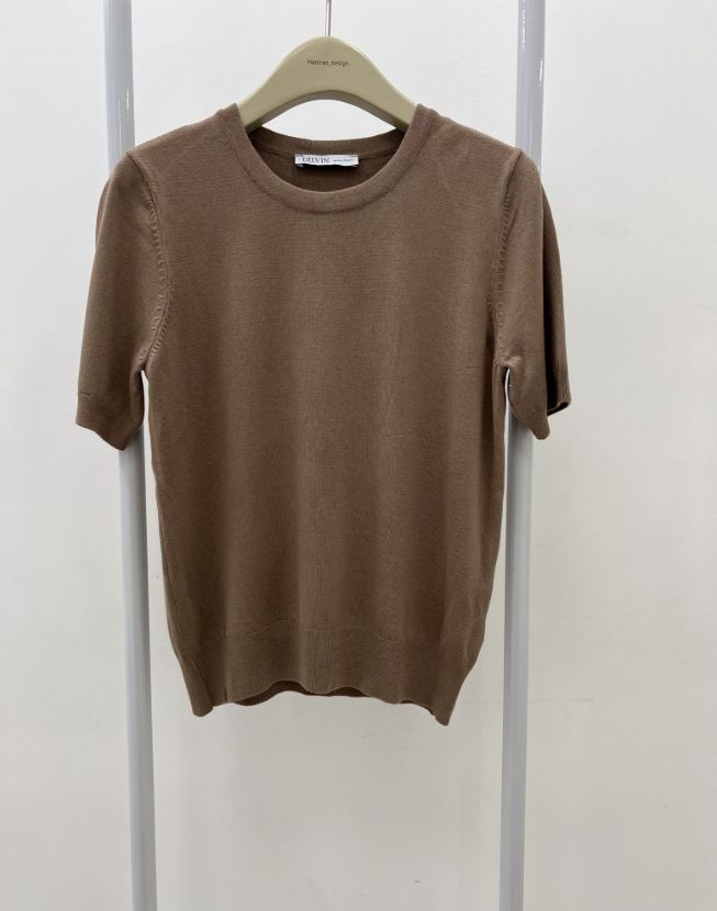 هانیران بافت بلند یقه گرد آستیبن کوتاه