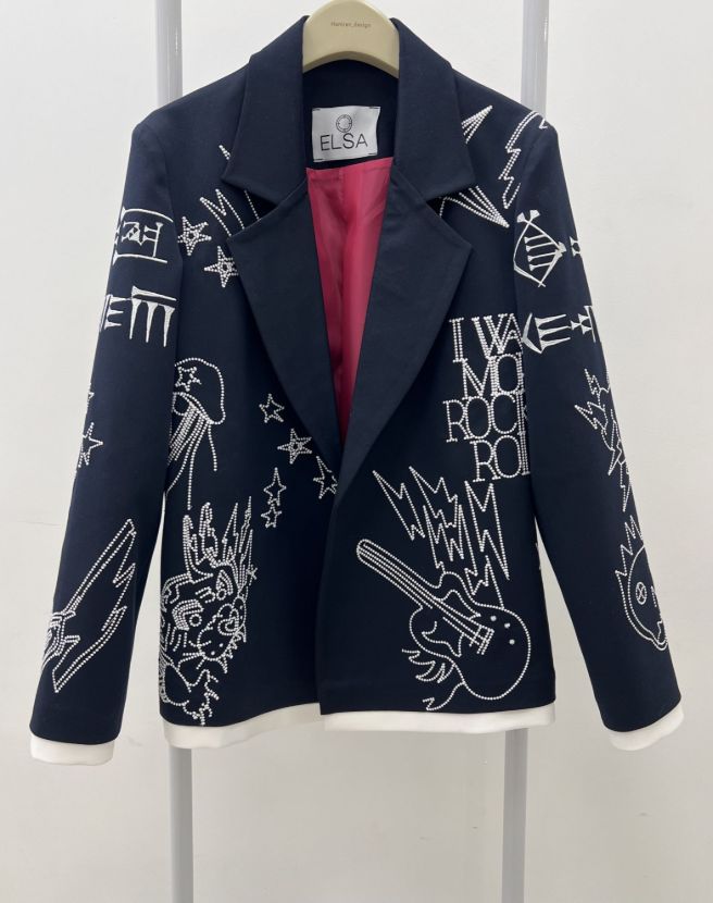 السا کت طرح دار سرمه ای