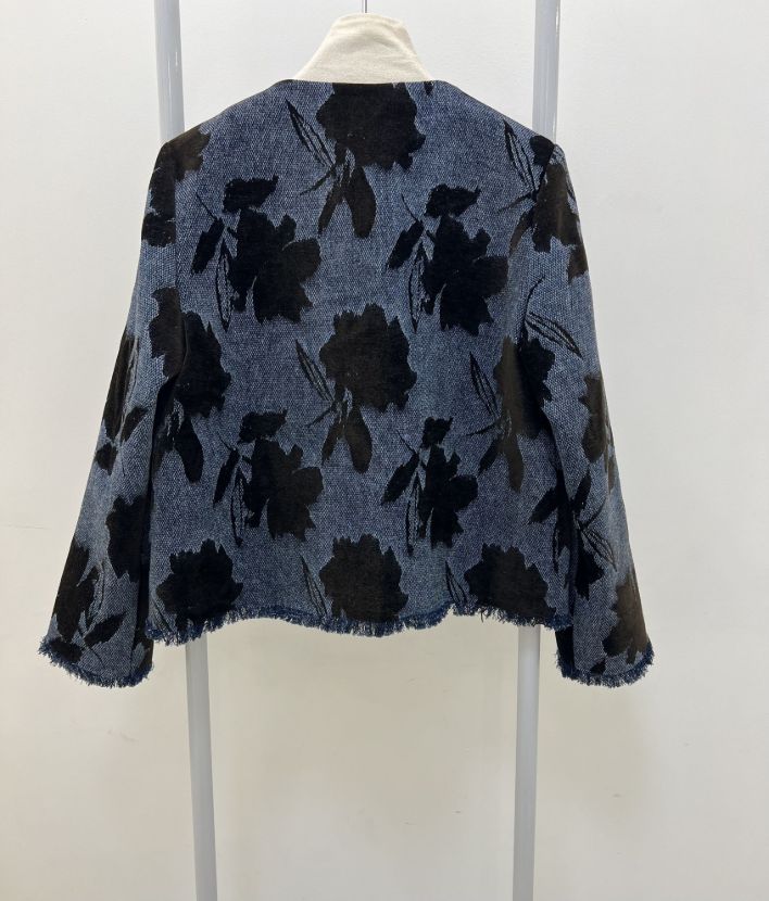 من تن کت جین مخمل طرح گل دار مشکی Appli gve