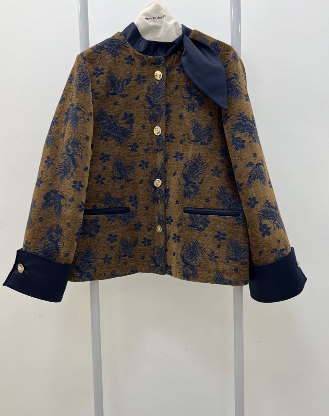 من تن کت جین طرح ققنوس قهوه ای سرمه ای Gilim coat