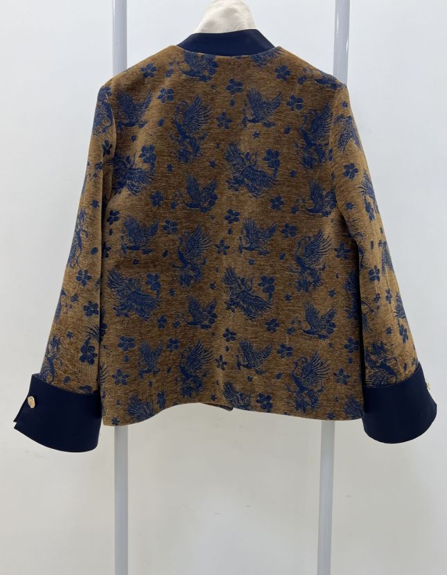 من تن کت جین طرح ققنوس قهوه ای سرمه ای Gilim coat