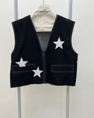 جلیقه جین جلو زیپ ستاره ای