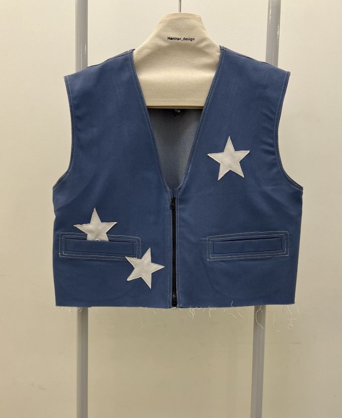 جلیقه جین جلو زیپ ستاره ای