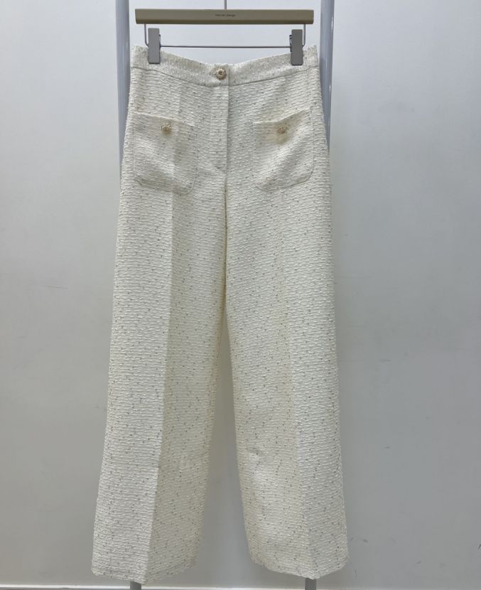 شلوار پولکی گشاد شیری