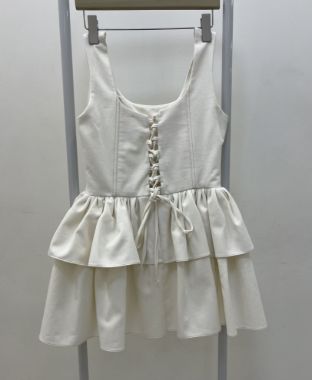 پیراهن پیونی 2 کتان سفید