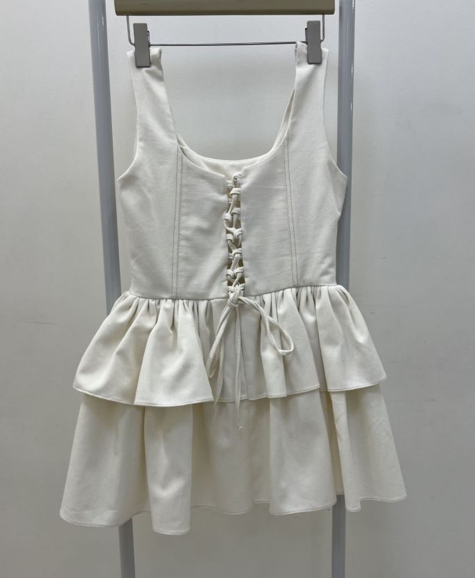 پیراهن پیونی 2 کتان سفید